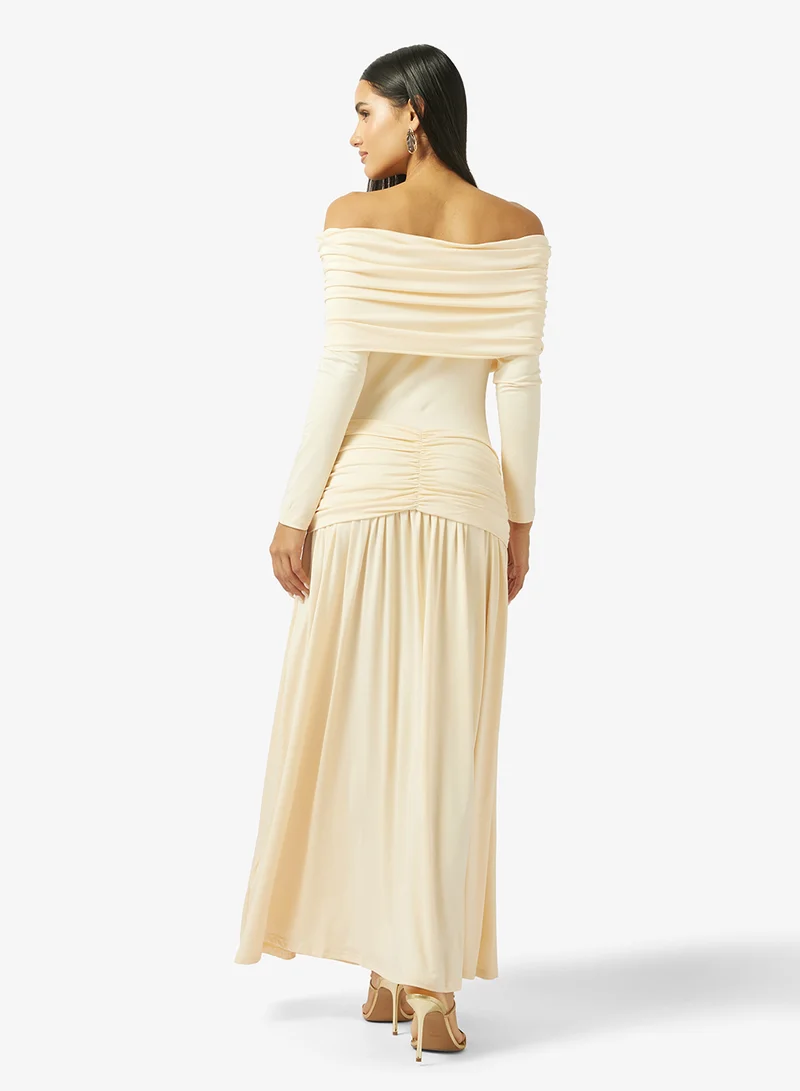 Ginger Off Shoulder Draped A Line Dress